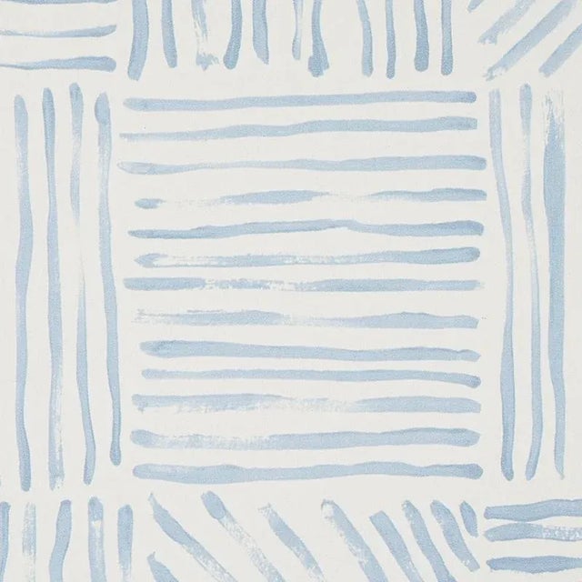 Mid-Century Modern Schumacher X Caroline Z Hurley Katama Wallpaper in Blue on Ivory - 10 Yards For Sale - Image 3 of 5