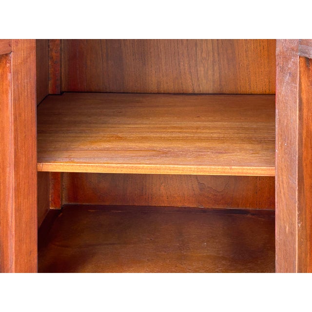 Oriental Distressed Red Medallion Hardware End Table Nightstand For Sale - Image 10 of 10