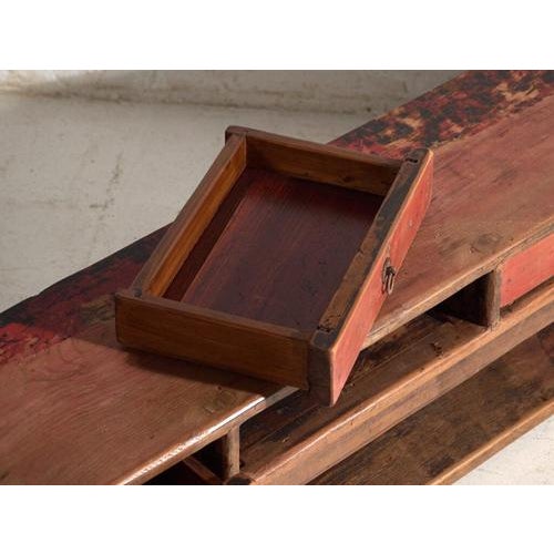 Low Antique Sideboard in Red-Lacquered Elm, China, 1900 For Sale - Image 6 of 15