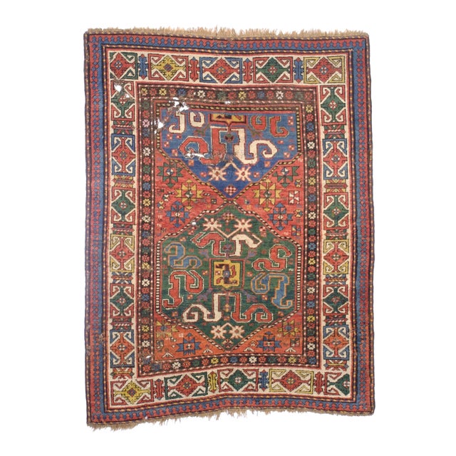Antique Cloudband Kazak Rug 4’3" X 5’7” For Sale