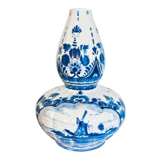 Vintage Delft Gourd Vase For Sale