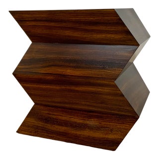 Global View Modern Zebra Wood Finished Zig Zag Side Table For Sale