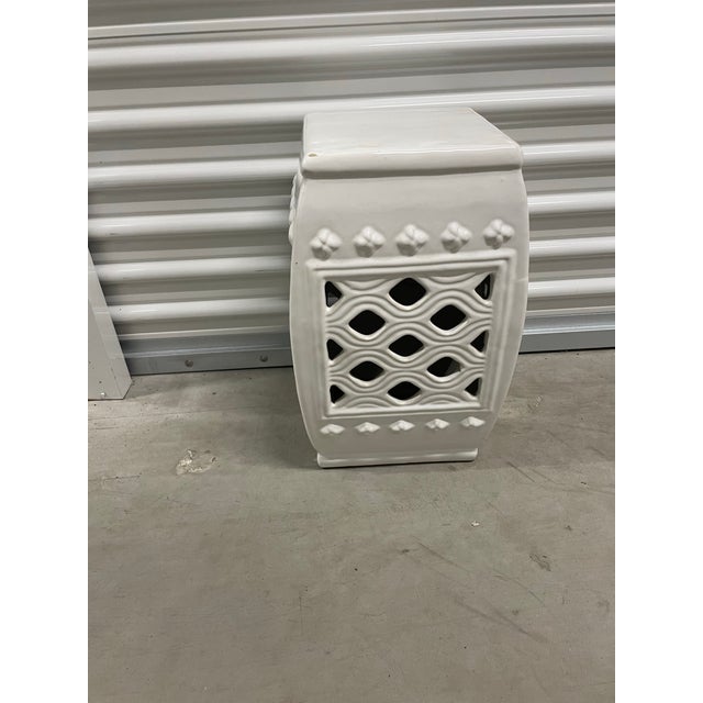 Chinoiserie White Ceramic Chinoiserie Garden Stool For Sale - Image 3 of 5