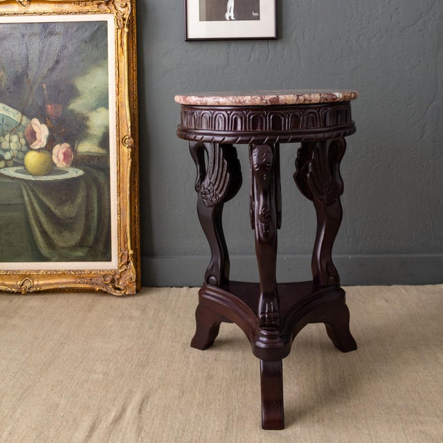 Empire Style Pink Marble Swan Leg Side Table or Drinks Table For Sale - Image 11 of 11