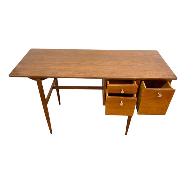 1970s Vintage Mid Century Modern Walnut Desk in Style of Drexel Declaration by Kipp Stewart For Sale In Seattle - Image 6 of 10