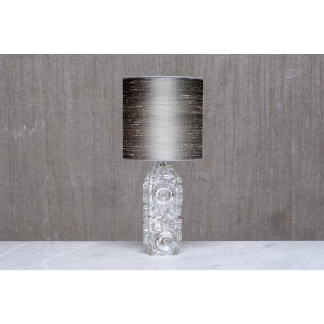 Bubble Glass Table Lamp with Silk Shade by Josef Schott for Smålandshyttan, Sweden, 1960s For Sale - Image 12 of 13