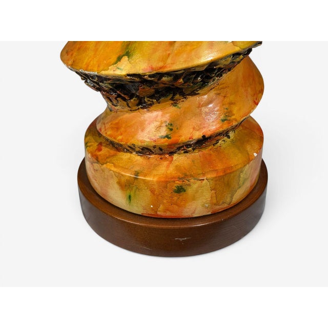 1960s American Modern, Large Table Lamp, Orange Ceramic, Walnut For Sale - Image 9 of 9