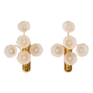 Vintage Floral Wall Sconces, 1930s, Set of 2 For Sale