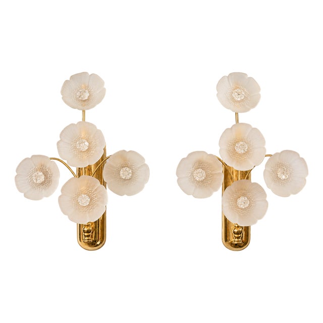 Vintage Floral Wall Sconces, 1930s, Set of 2 For Sale
