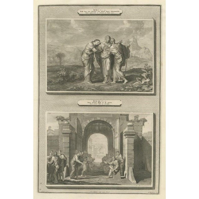 Pieter Mortier, Ruth and Naomi and Boaz Takes Ruth as His Wife, 1700, Engraving For Sale - Image 12 of 12