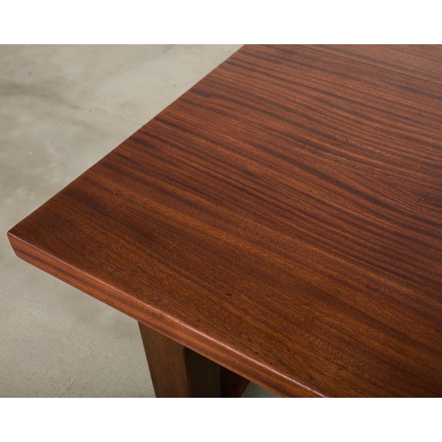 Country French Farmhouse Mahogany Trestle Dining Table For Sale - Image 11 of 12