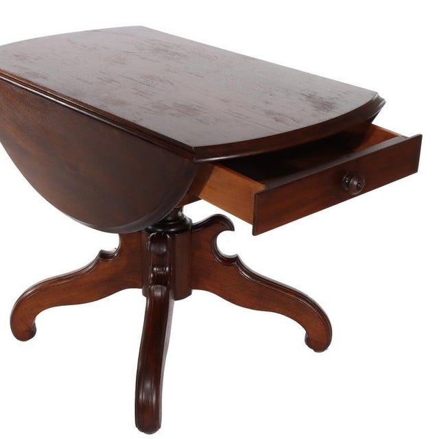 Antique Victorian Walnut Drop Leaf Table C1890 For Sale - Image 4 of 11