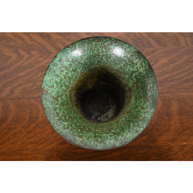 Early 20th Century Carl Sorensen Art Deco Verdigris Bronze Trumpet Vase For Sale - Image 5 of 12