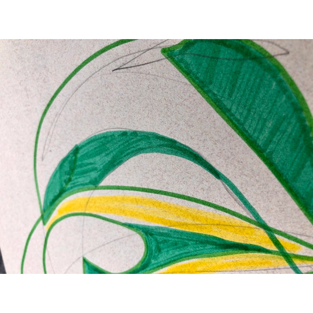 Abstract Original Ink Drawing on Cotton Paper by CL Auker, Reclining Figure in Green For Sale - Image 3 of 3