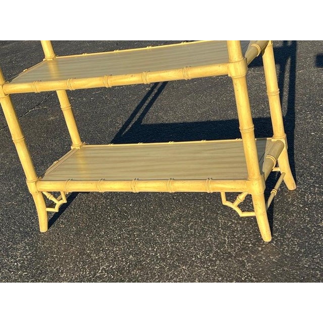 Palm Beach Regency Yellow Faux Bamboo Etagere Bookcase For Sale - Image 14 of 18