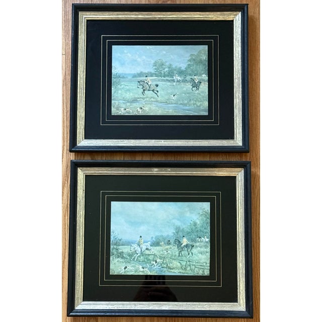 Midcentury Framed Equestrian Fox Hunt Prints, a Pair For Sale - Image 6 of 7
