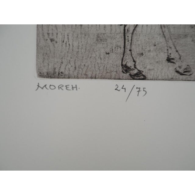 Mordecai MOREH The Donkey and the Acrobat, 1968 Original copper engraving Signed in the plate and signed in pencil in the...