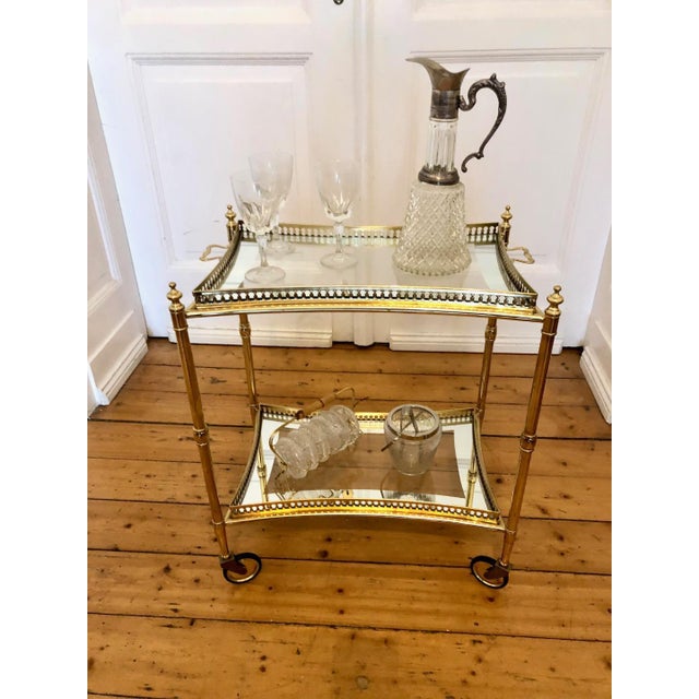 Gold Hollywood Regency Bar Cart in Brass, 1950s For Sale - Image 8 of 8