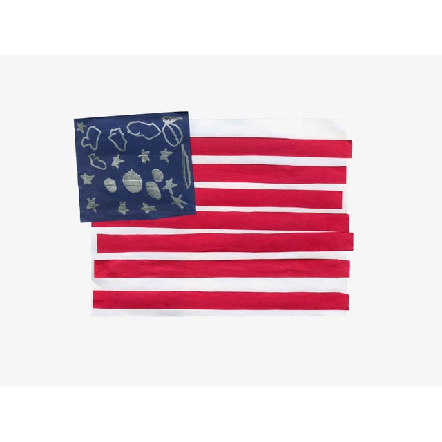 Whimsical Outsider Art American Flag Giclee Print - For Sale