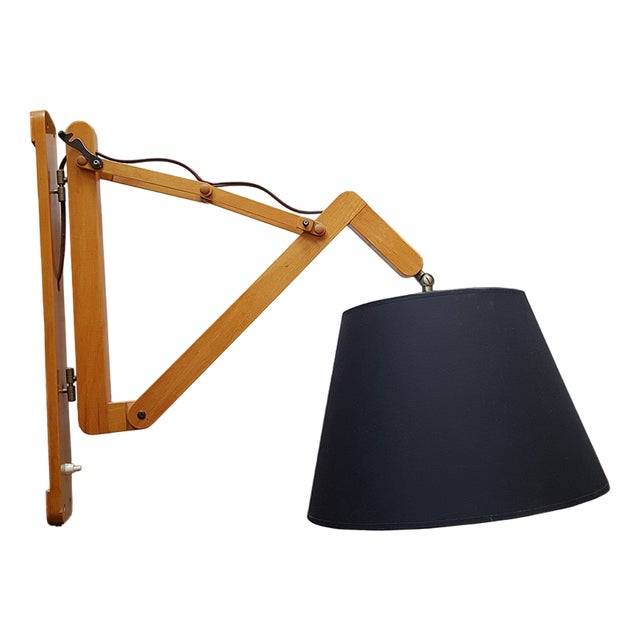 Mid-Century Wooden Scissor Wall Lamp For Sale