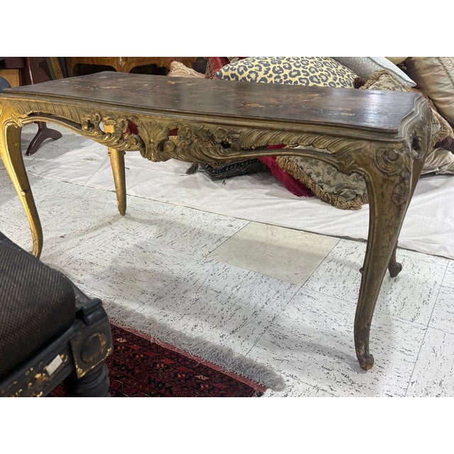 Nice Petit Chinoiserie Coffee table , probably Japanese lacquer or lacquered in England. Louis XV Cabriole Legs with a...