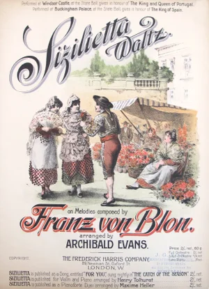 Antique Art Nouveau Music Sheet, Sizilietta Waltz