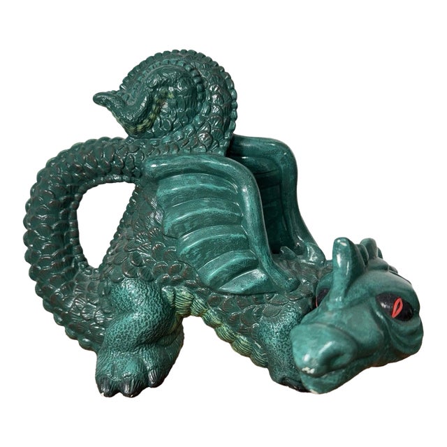 Vintage Green Dragon Figurine Fantasy Mythical Creature Statue Collectible Decor For Sale