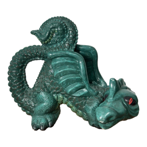 Vintage Green Dragon Figurine Fantasy Mythical Creature Statue Collectible Decor