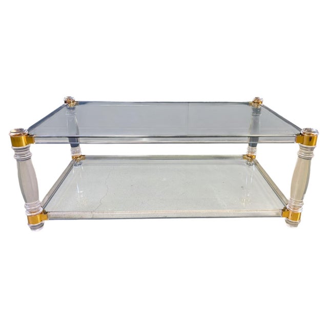Vintage Acrylic and Brass Coffee Table, 1970s For Sale - Image 11 of 11