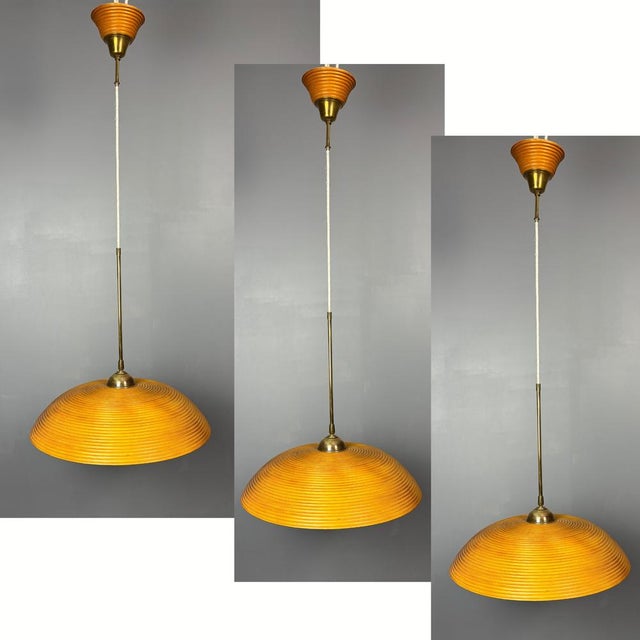 Mid-Century Modern Mid-Century Modern Rattan Bamboo Pendant Lamps, 1970s, Set of 3 For Sale - Image 3 of 16