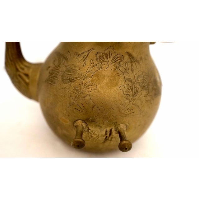 Antique Engraved Victorian Brass Hot Water Tea Kettle For Sale - Image 10 of 12