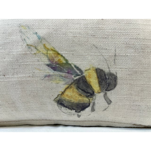 16" Square Decorative Toss Pillow Embellished With a Playful Cloud of Buzzing Bumble Bees - Made in the U K For Sale In Dallas - Image 6 of 12