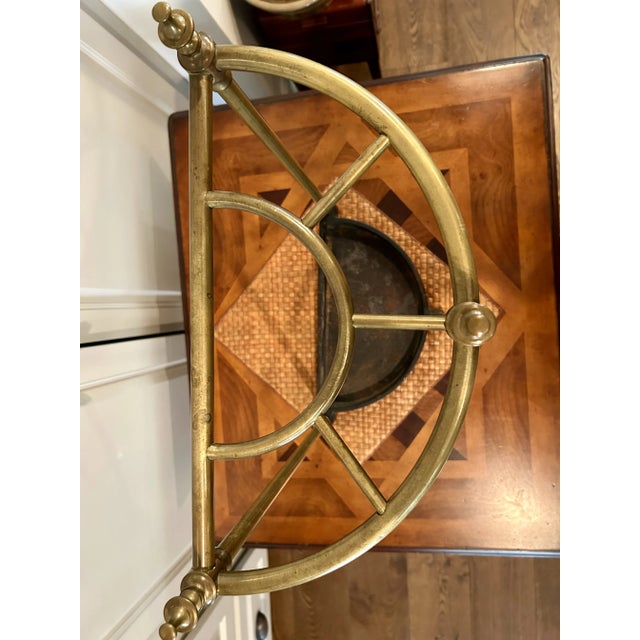 Campaign Late 19th Century English Brass Demilune Umbrella Stand For Sale - Image 3 of 4