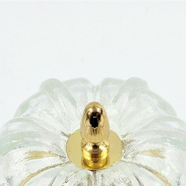 Mid-Century Modern Mid-Century Modern Flower-Shaped Glass & Brass Flush Mount from Limburg, Germany, 1970s For Sale - Image 3 of 10