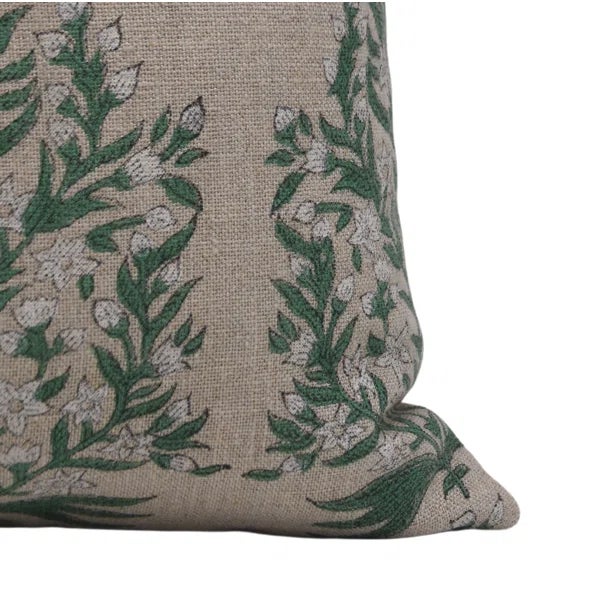 Contemporary Fabdivine Handmade Floral Cushion Cover Thick Linen 16x16 Pure Linen- Vrindavan For Sale - Image 3 of 4