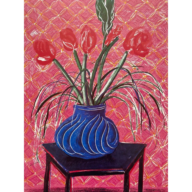 David Hockney Vintage 1985 Pop Art Lithograph Print Framed Exhibition Poster " Amaryllis in Vase " 1984 For Sale - Image 13 of 18