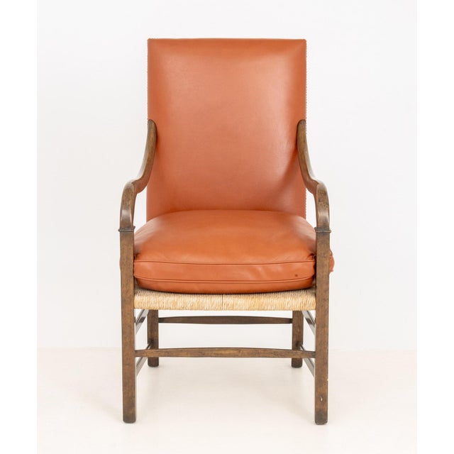Burnt Orange Fritz Hansen Style Walnut Armchair For Sale - Image 8 of 10