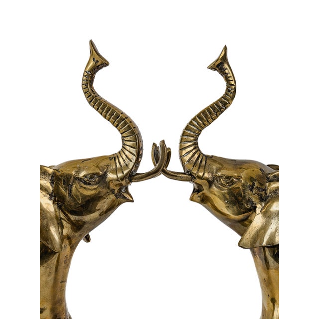 Rare Vintage Mid-Century Hollywood Regency Brass Elephant Bookends For Sale - Image 9 of 13