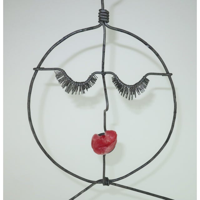 Artist Made Wire Lady Hanger With Wax Lips, 1980’s For Sale - Image 4 of 12