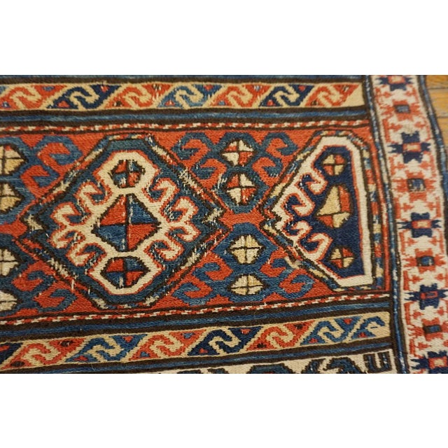 19th Century Cute Wine Red Background and Ivory Border Tribal Geometric Design Antique Persian Soumak Rug For Sale - Image 5 of 6