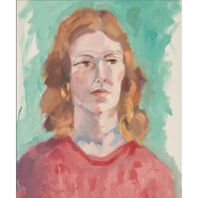 Impressionist Mid 20th Century George Cress, 2 Oil on Canvas Portraits of Man & Woman For Sale - Image 3 of 5
