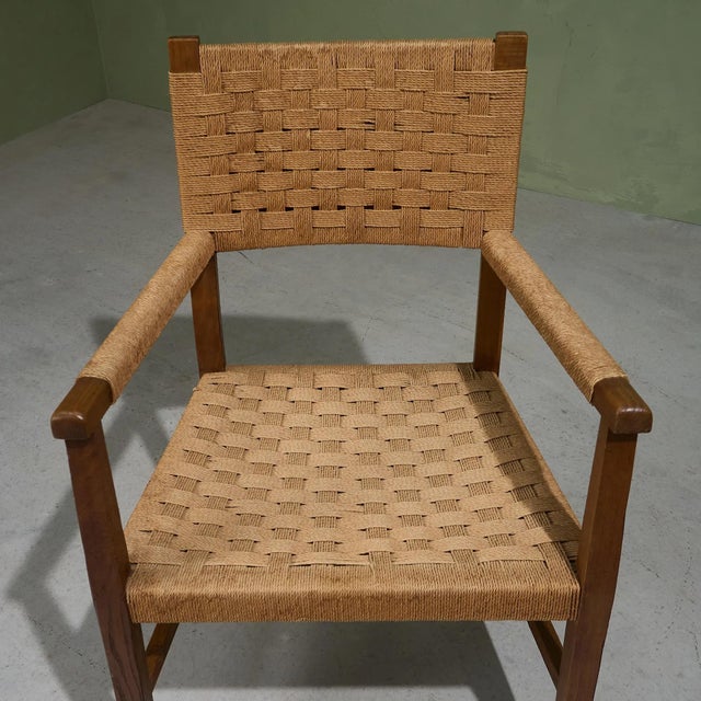 Armchairs with Oak Frames and Seagrass Webbing, Italy, Set of 2 For Sale - Image 10 of 11