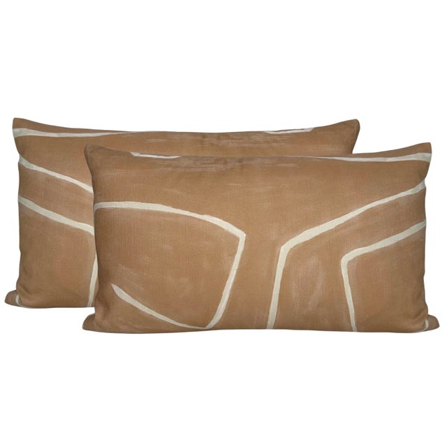 ⭐️ Ships Within 2 Days On the Front: Graffito Printed Fabric On the Back: Ivory Linen Fabric Fabric Content: 100% Linen...