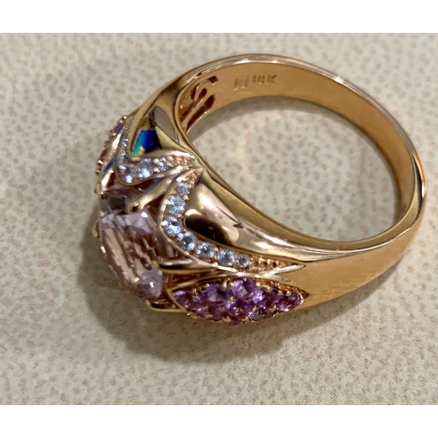 3.5 Carat Morganite and Diamond Cocktail Ring 18 Karat Rose Gold For Sale - Image 12 of 18