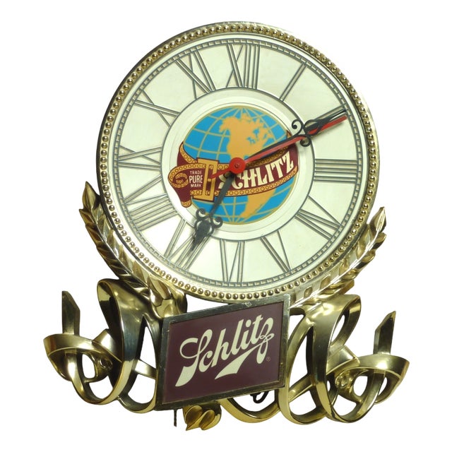Schlitz Beer Sign with Clock, USA, 1970 For Sale