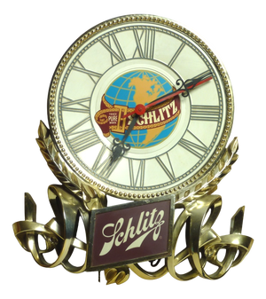Schlitz Beer Sign with Clock, USA, 1970