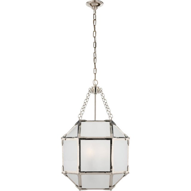 Transitional Suzanne Kasler for Visual Comfort Signature Morris Small Lantern in Polished Nickel with Frosted Glass For Sale - Image 3 of 3