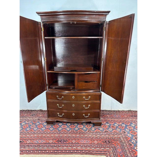 Vintage Baker Mahogany Chippendale-Style Armoire Cabinet With Drawers For Sale - Image 10 of 11