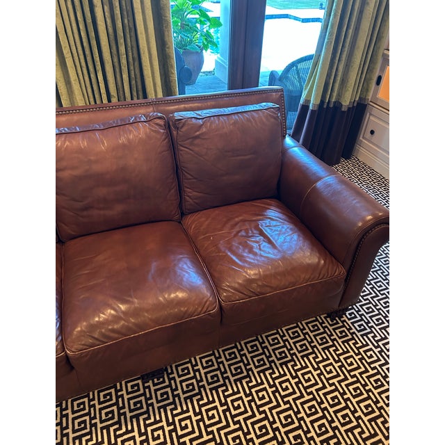 English Hancock & Moore English Traditional Cognac Leather Sofa For Sale - Image 3 of 4
