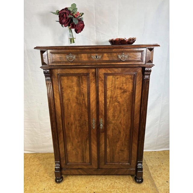 Antique Gründerzeit Vertiko Cabinet in Walnut, 1890s For Sale - Image 12 of 13